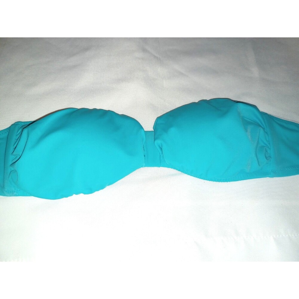 Victoria's Secret PINK Swim Top Push up Bra S Bandeau Blue Strapless women's